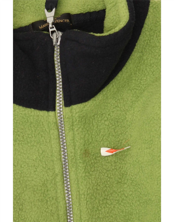 Suéter masculino Marks & Spencer com zíper e gola em lã grande bloco colorido verde