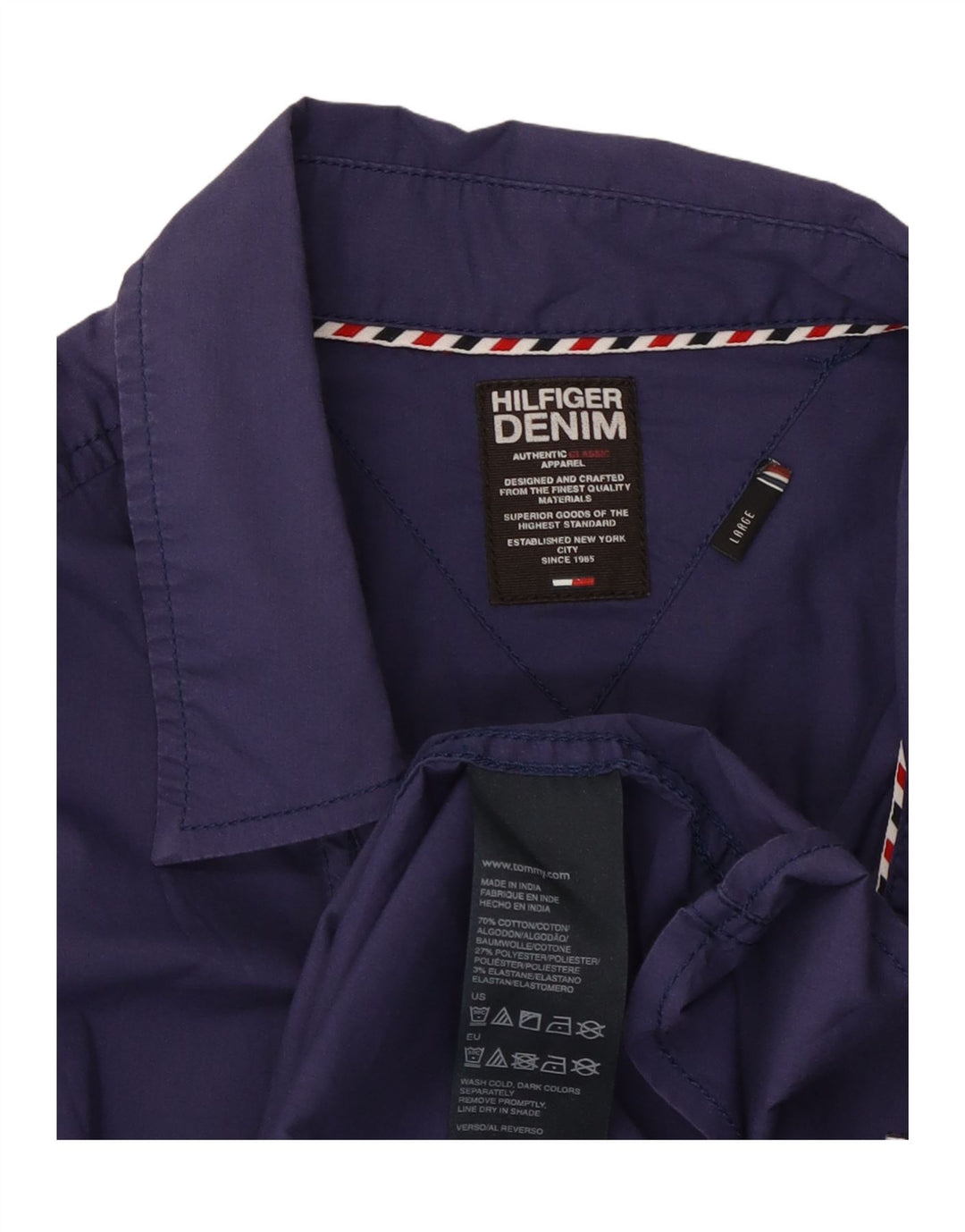 Camisa feminina TOMMY HILFIGER Reino Unido 14 grande algodão azul marinho