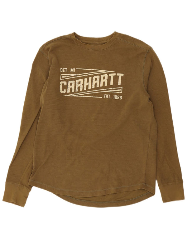 Carhartt Mens Relaxed Fit Graphic Top Manga Longa Médio Algodão Verde
