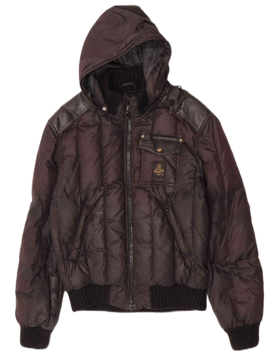 Jaqueta acolchoada masculina Refrigiwear Cruz com capuz UK 38 poliéster preto médio
