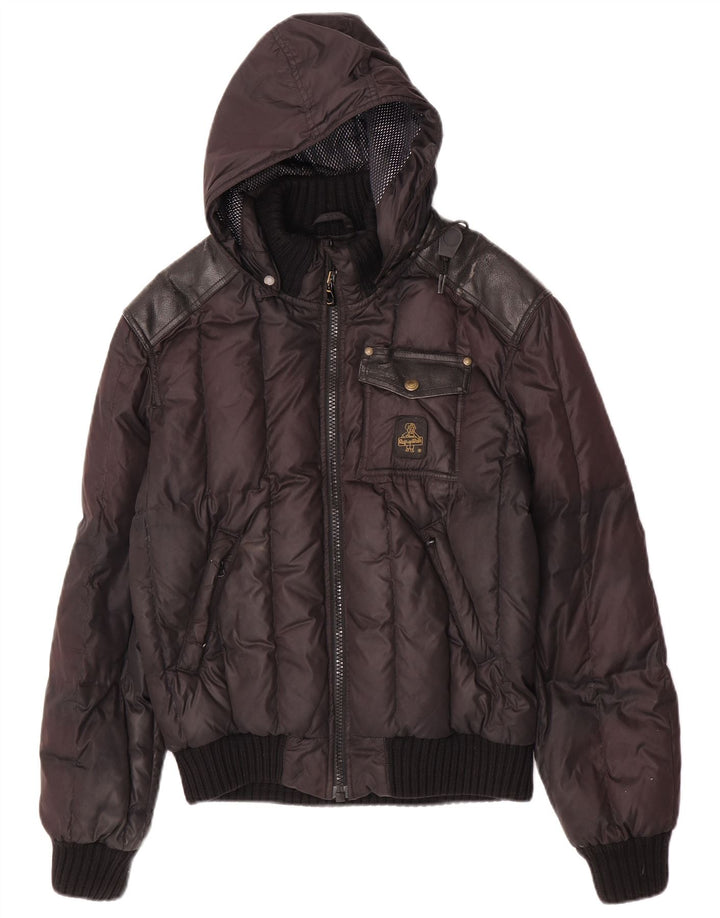 Jaqueta acolchoada masculina Refrigiwear Cruz com capuz UK 38 poliéster preto médio