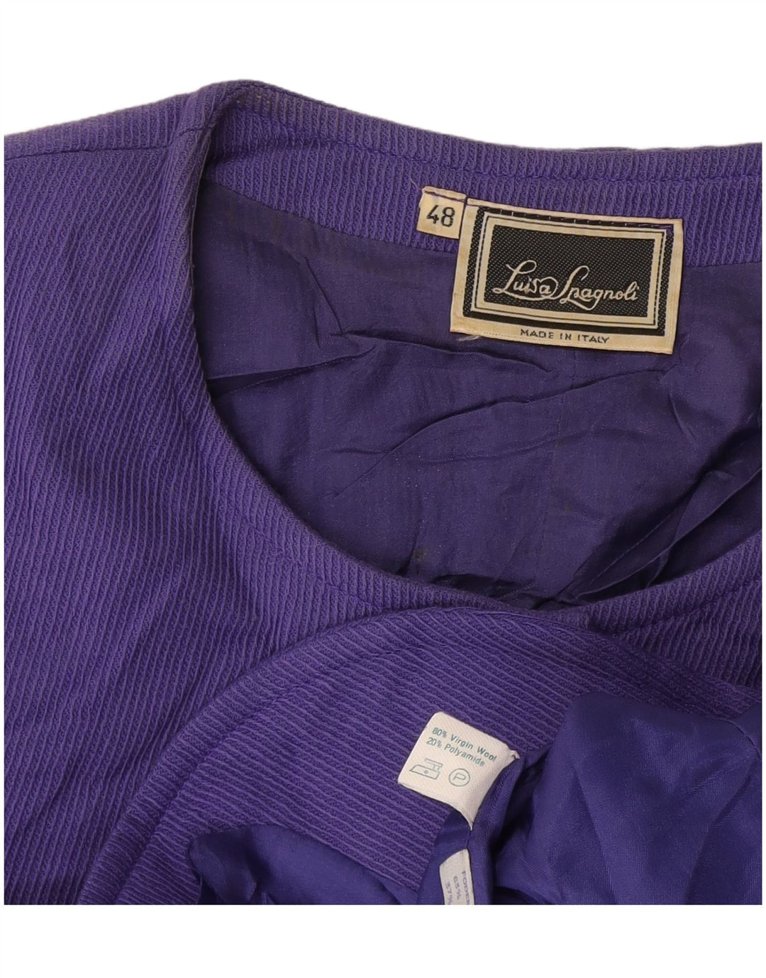 Luisa Spagnoli Jaqueta blazer feminina de 5 botões IT 48 XL lã roxa
