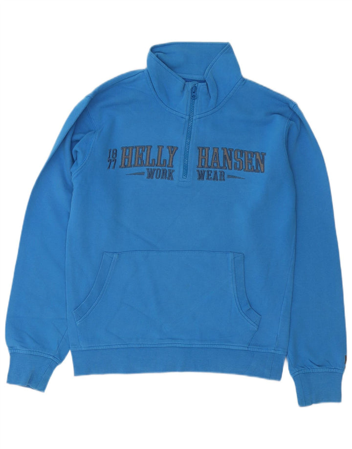 Moletom masculino Helly Hansen Workwear gráfico com zíper e gola pequena azul