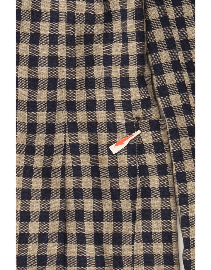 Jaqueta Blazer Masculina Angelico com 2 Botões IT 50 Lã Gingham Bege Grande