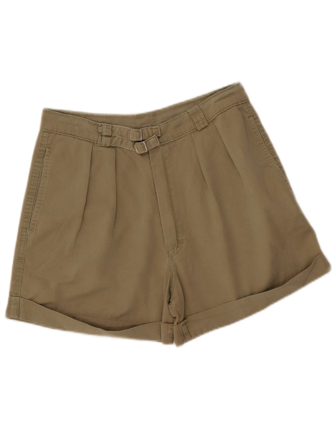 Shorts Chino feminino vintage de cintura alta W28 médio cáqui