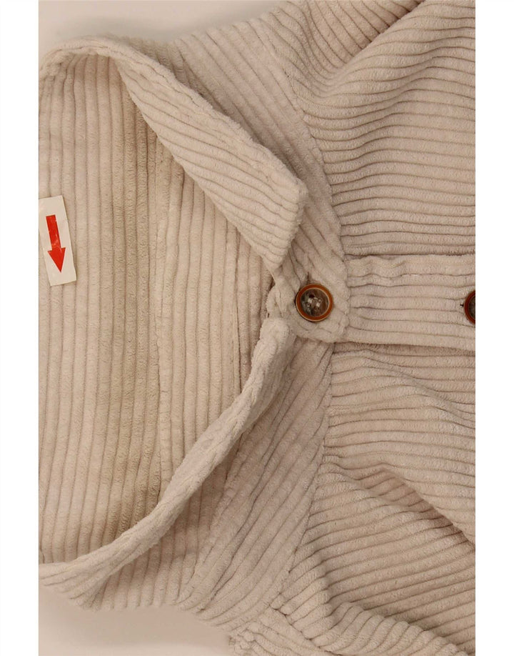 Zara Camisa masculina de veludo cotelê relaxado grande poliéster bege