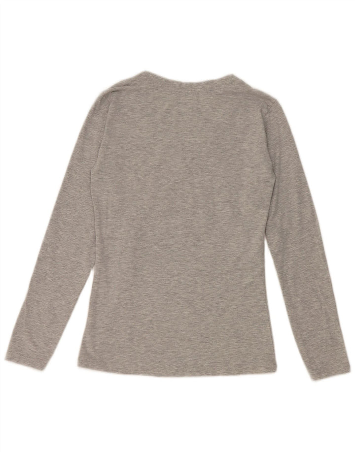 Top gráfico feminino Pickwick manga comprida Reino Unido 8 viscose manchada cinza pequena