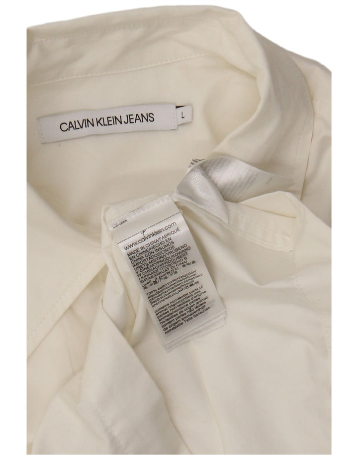 Camisa Calvin Klein Jeans Feminina UK 16 Grande Algodão Branco