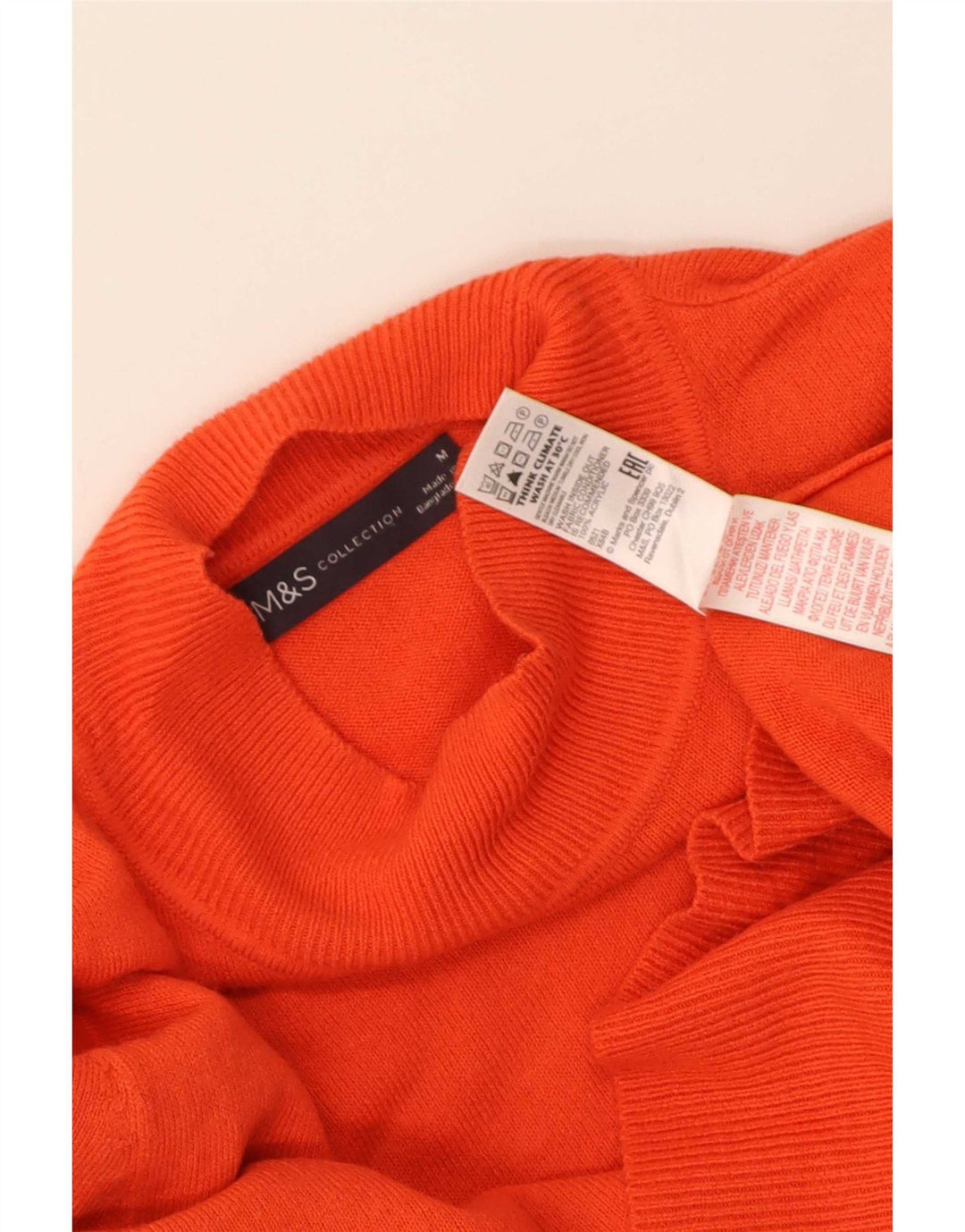 Suéter feminino Marks & Spencer com gola tartaruga Reino Unido 14 médio laranja