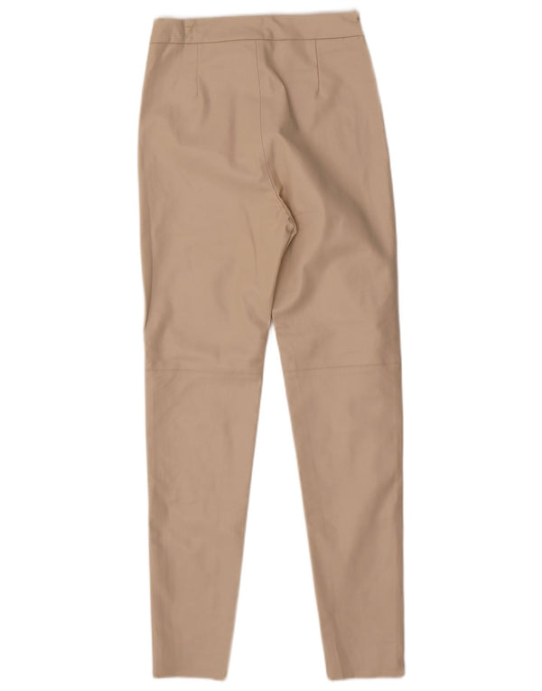 Zara Leggings femininas de couro sintético XS W24 L27 poliuretano bege