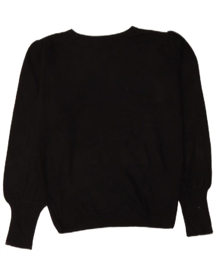 Suéter feminino Marks & Spencer com gola canoa e viscose preta média Reino Unido 14