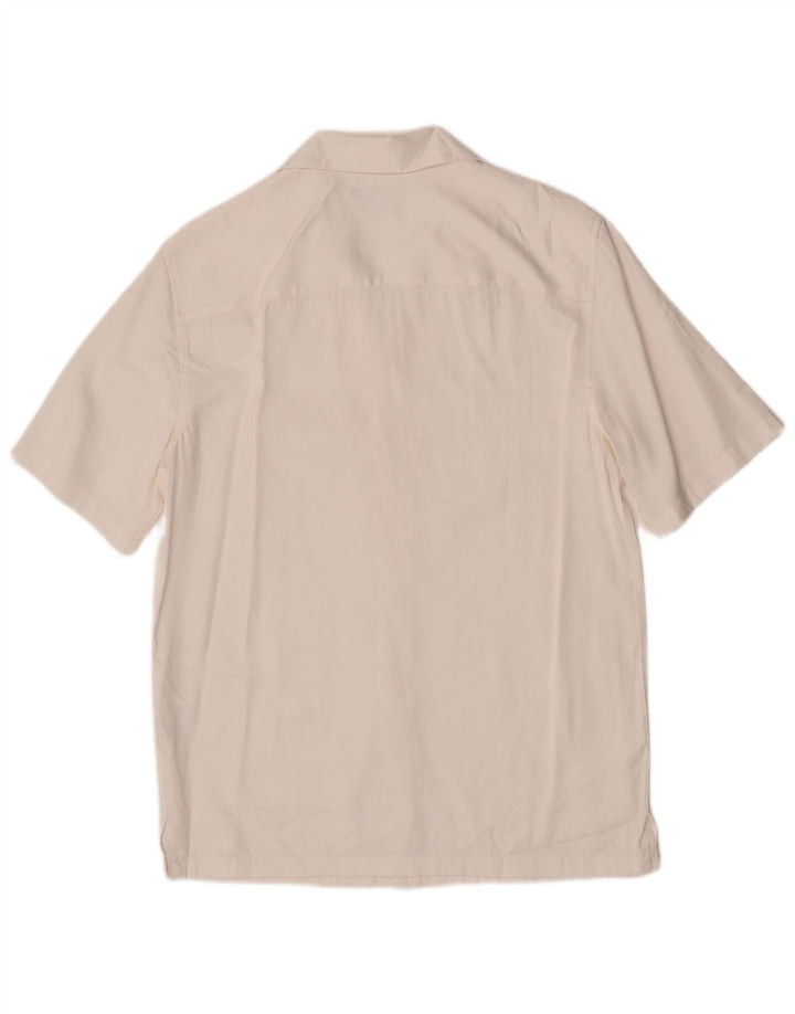 Zara Camisa masculina de manga curta pequena viscose branca