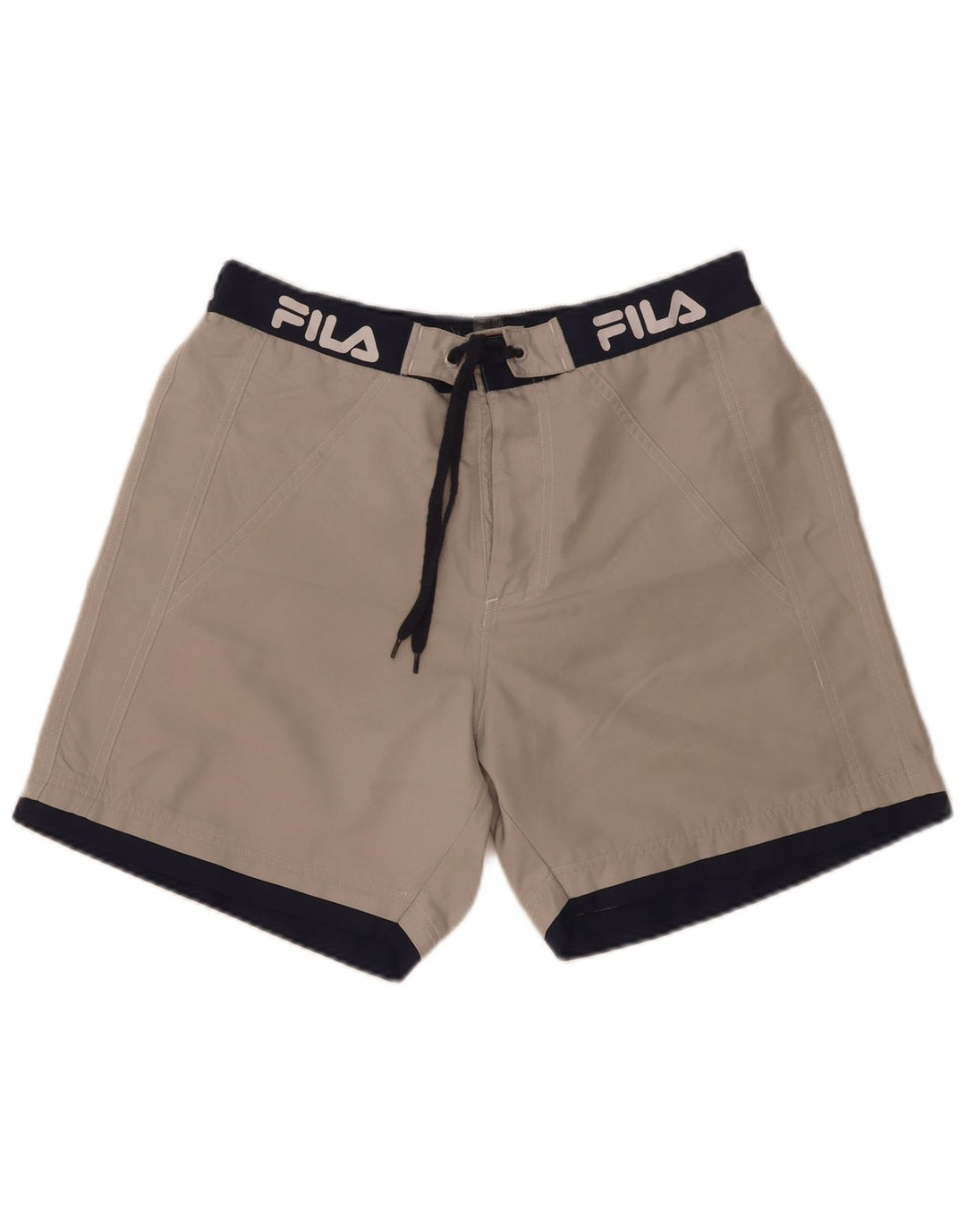 Fila Mens Graphic Natação Shorts Médio Cinza Colourblock Poliéster