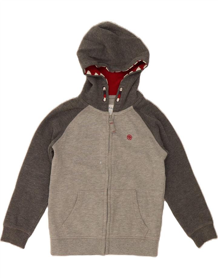 FAT FACE Boys Zip Hoodie Sweater 7-8 Years Grey Colourblock Cotton Vintage Fat Face and Second-Hand Fat Face from Messina Hembry 