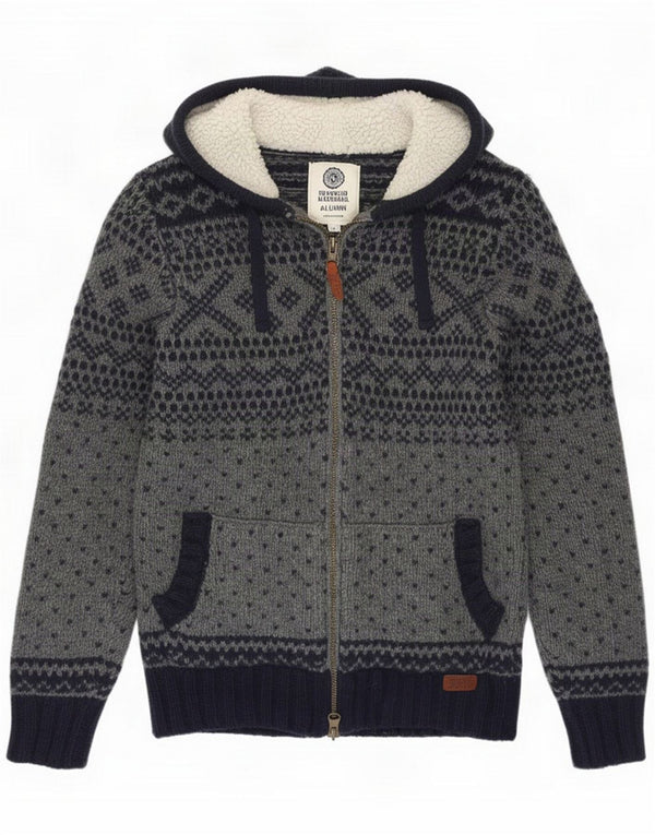 Suéter cardigã feminino Franklin Marshall Reino Unido 14 médio azul marinho Fair Isle