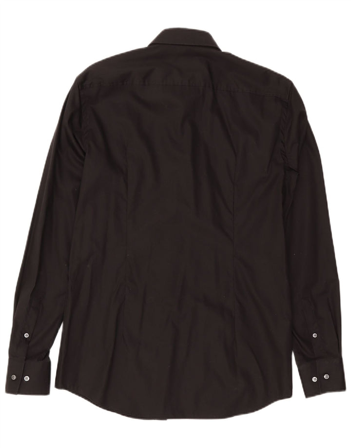 Camisa masculina Hugo Boss Slim Fit tamanho 39 algodão preto médio