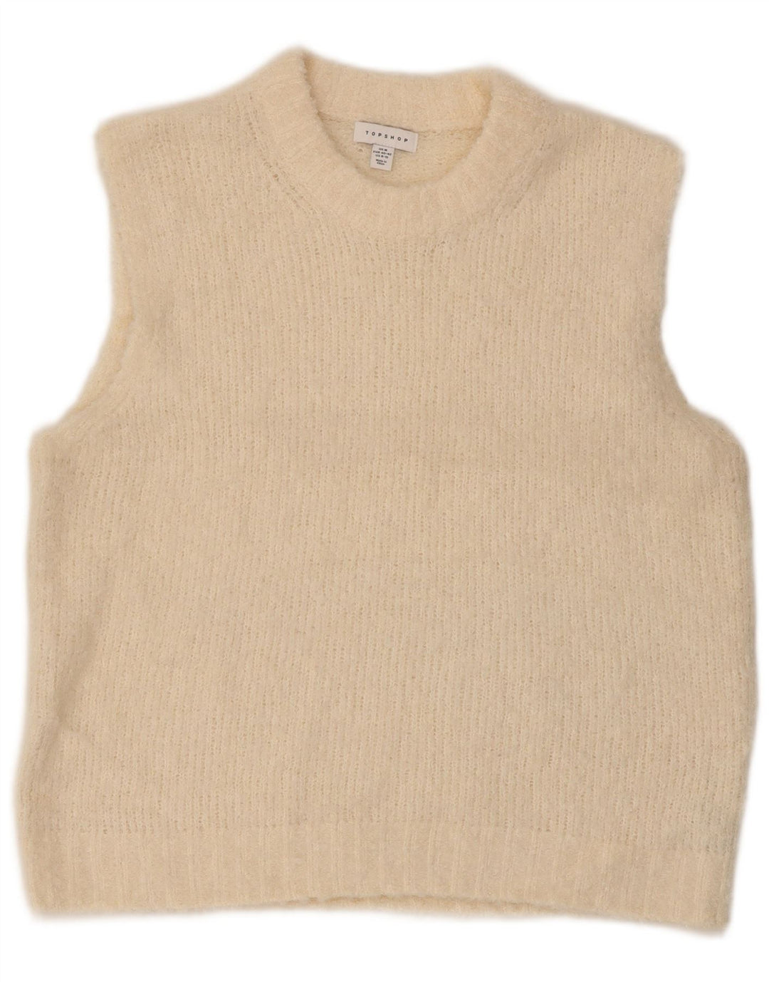 Topshop feminino colete regata UK 14 poliéster bege médio