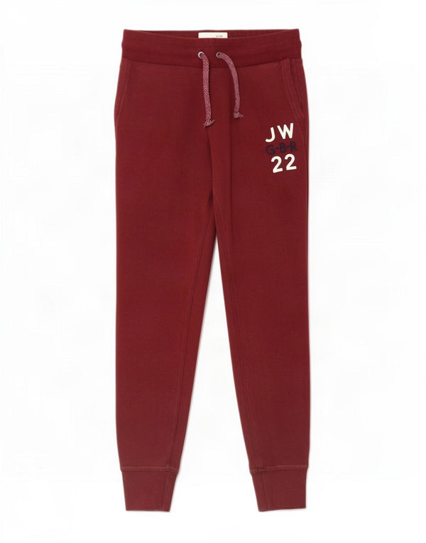 Calça de treino feminina Jack Wills Joggers UK 8 pequeno algodão borgonha