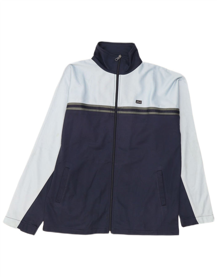 Asics Mens Tracksuit Top Jacket Médio Azul Marinho Colorblock