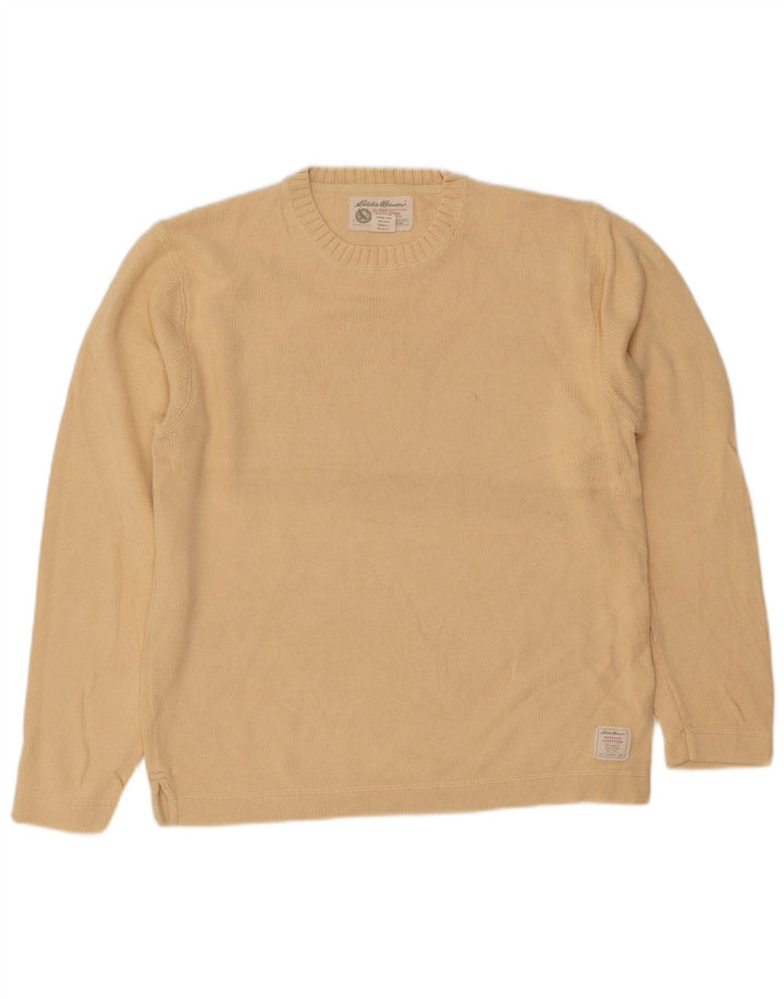 Suéter masculino Eddie Bauer com gola redonda, pequeno algodão amarelo