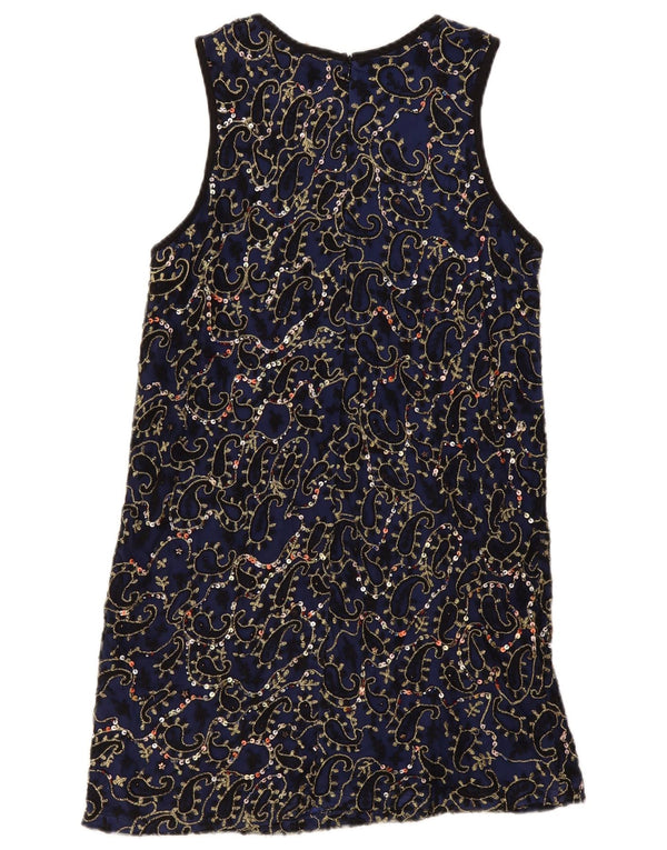 Vestido feminino Trafaluc sem mangas Zara Reino Unido 12 médio azul marinho Paisley