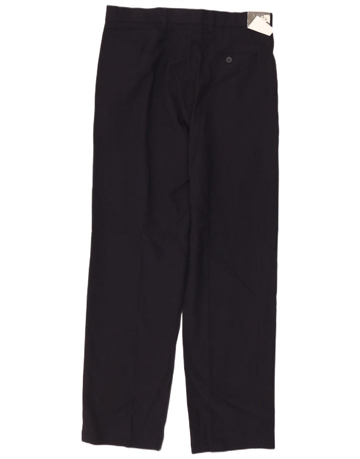 Calça masculina de ajuste regular MARKS & SPENCER W32 L33 azul marinho poliéster