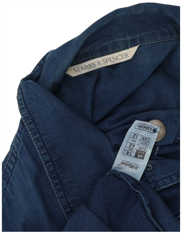Jaqueta jeans feminina Marks & Spencer Reino Unido 14 algodão azul médio