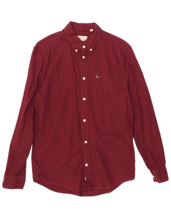 Jack Wills Camisa masculina slim fit pequena algodão borgonha