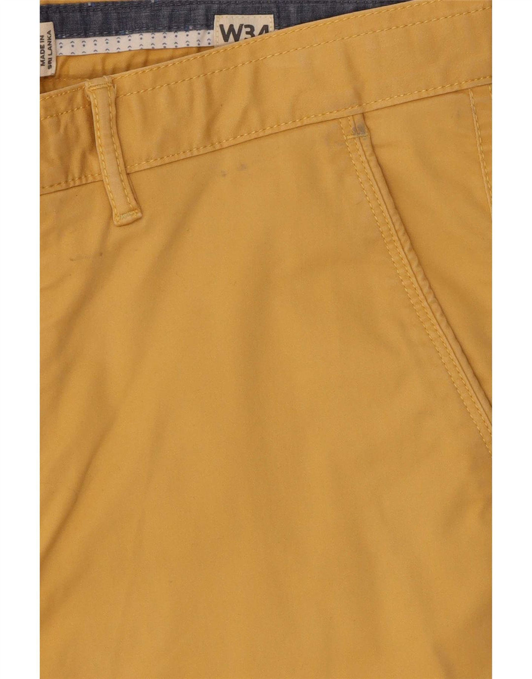 Fat Face Mens Chino Shorts W34 Grande Algodão Amarelo