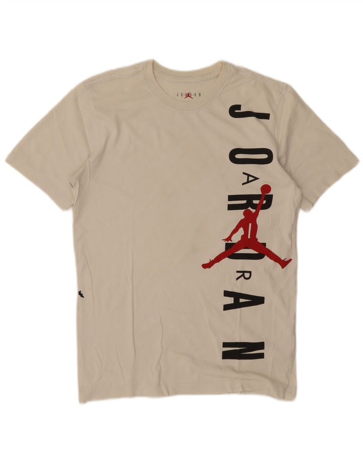 Camiseta masculina com estampa Jordan pequena de algodão off white