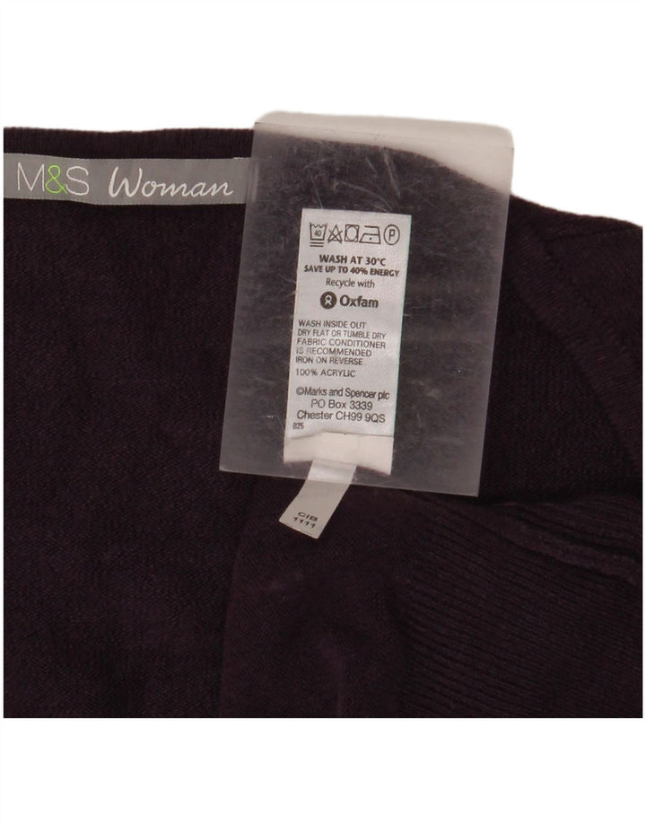 MARKS & SPENCER Suéter feminino com decote em V Reino Unido 18 XL roxo acrílico