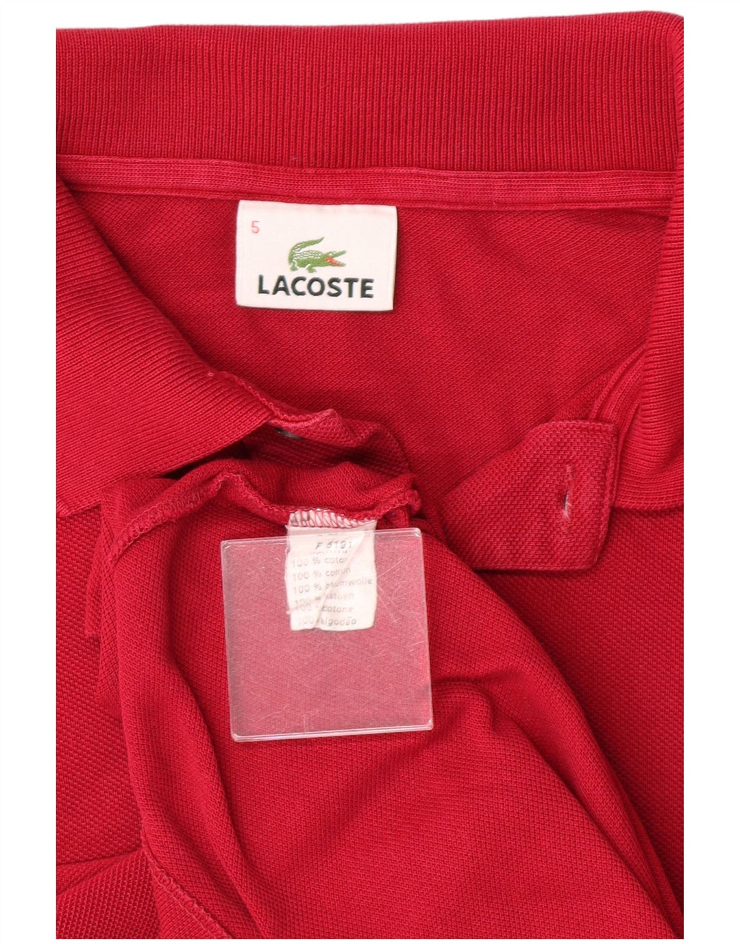Camisa polo masculina LACOSTE tamanho 5 grande algodão vermelho clássico