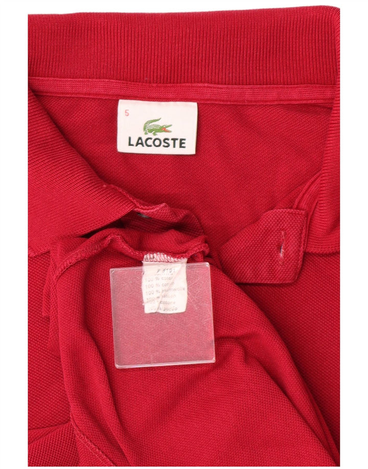 Camisa polo masculina LACOSTE tamanho 5 grande algodão vermelho clássico