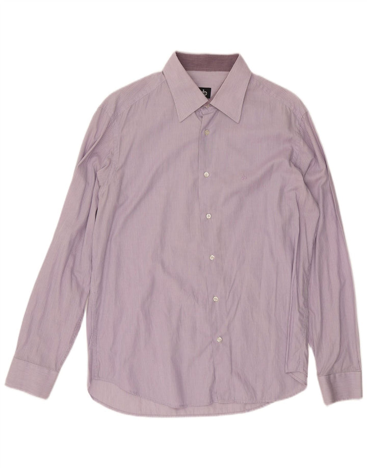 Camisa masculina ROCCOBAROCCO de algodão listrado roxo médio