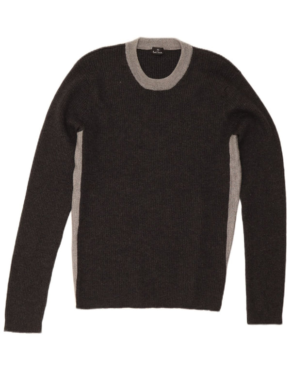 Suéter feminino Paul Smith com gola redonda e bloco colorido cinza médio UK 12