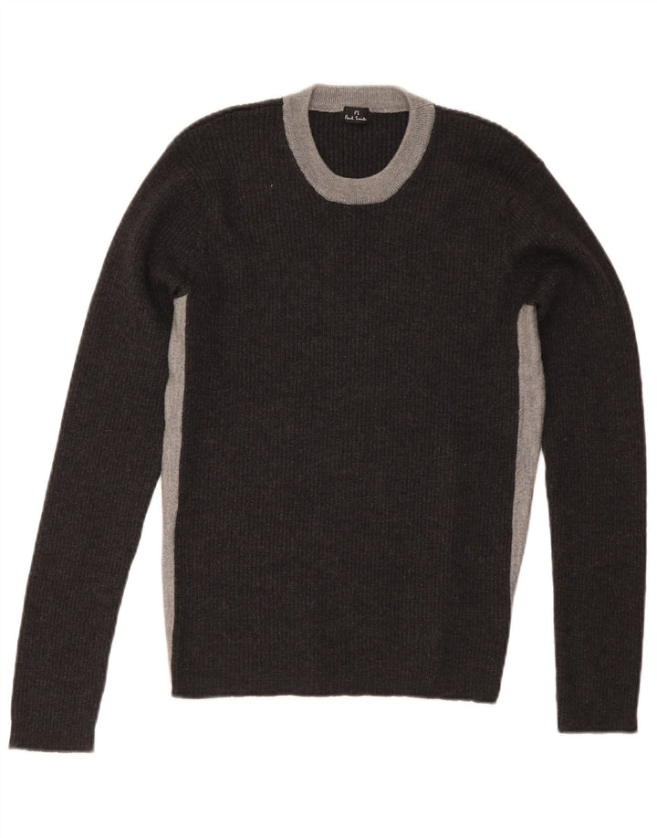 Suéter feminino Paul Smith com gola redonda e bloco colorido cinza médio UK 12