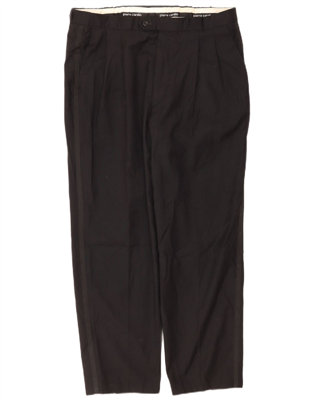 Pierre Cardin Mens Pegged Suit Calças W38 L29 Lã Preta