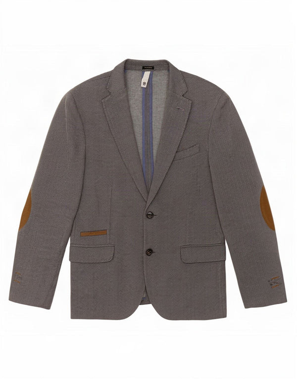 Jaqueta blazer masculina Massimo Dutti com 2 botões UE 48 espinha de peixe cinza médio