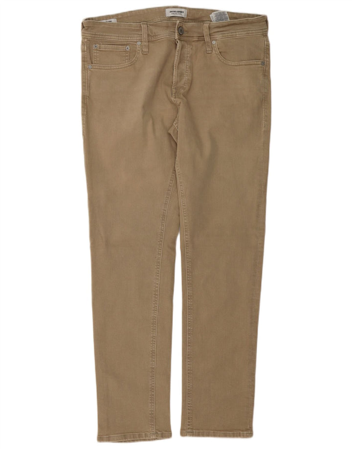 Jack & Jones Masculino GLENN Slim Jeans W34 L32 Algodão Bege