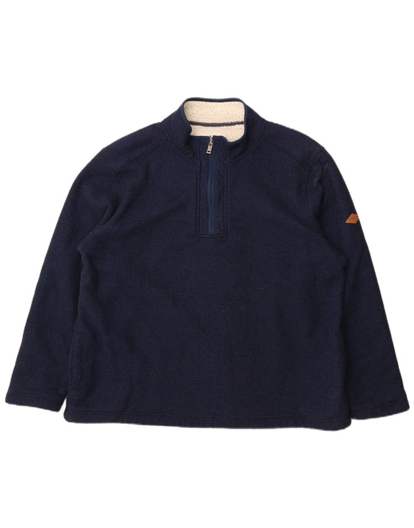 Suéter masculino Orvis com zíper e gola Sherpa 2XL azul marinho poliéster