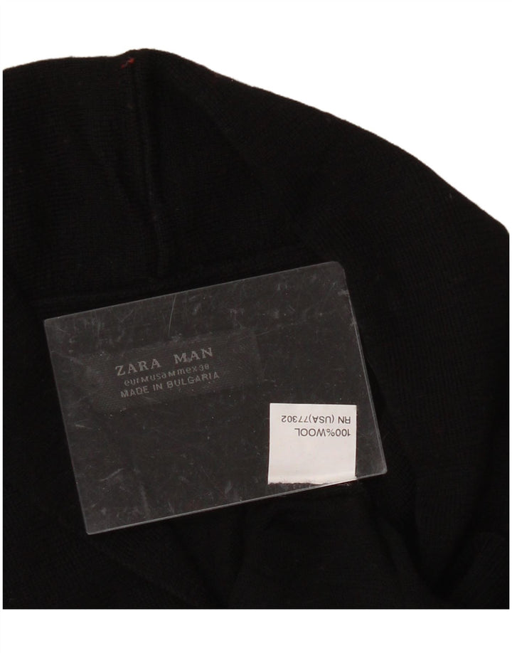 Suéter masculino ZARA com gola xale de lã preta média