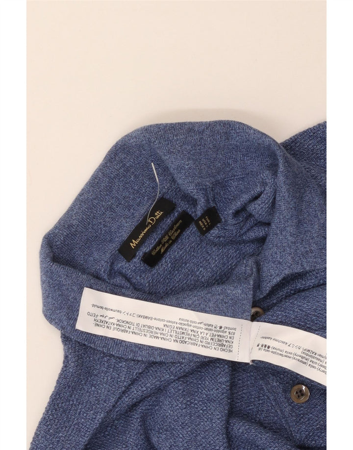 Camisa polo masculina de manga comprida MASSIMO DUTTI grande algodão azul