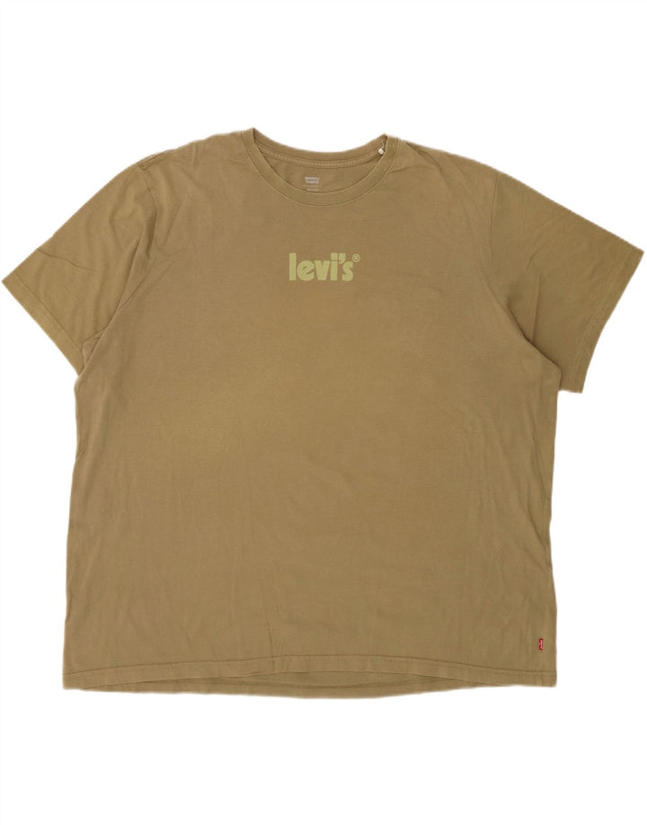 LEVI'S Mens Relaxed Fit Graphic T-Shirt Top 2XL Khaki Cotton Vintage Levi's and Second-Hand Levi's from Messina Hembry 