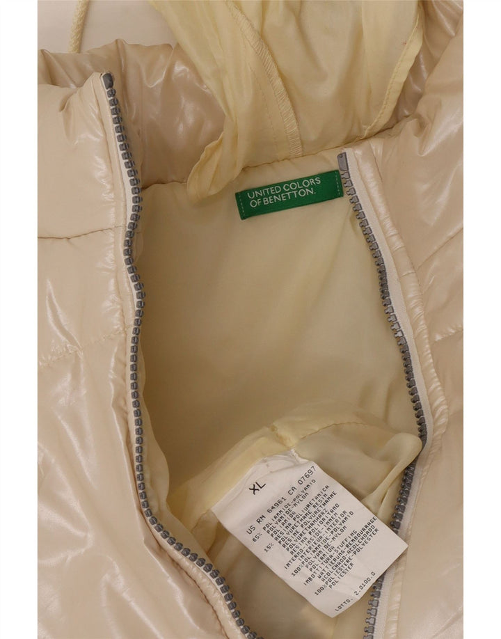 Jaqueta acolchoada feminina Benetton UK 18 XL poliamida bege