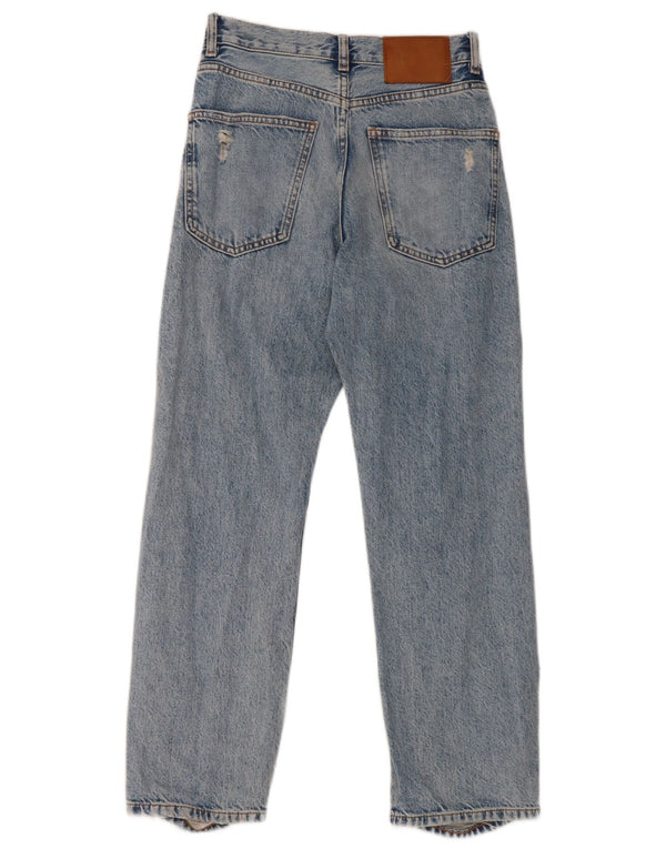 Calça jeans reta feminina Zara EU 34 2XS W24 L26 azul algodão