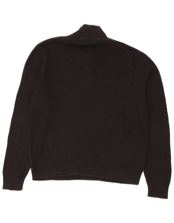 Suéter masculino Calvin Klein com zíper e gola alta de algodão preto