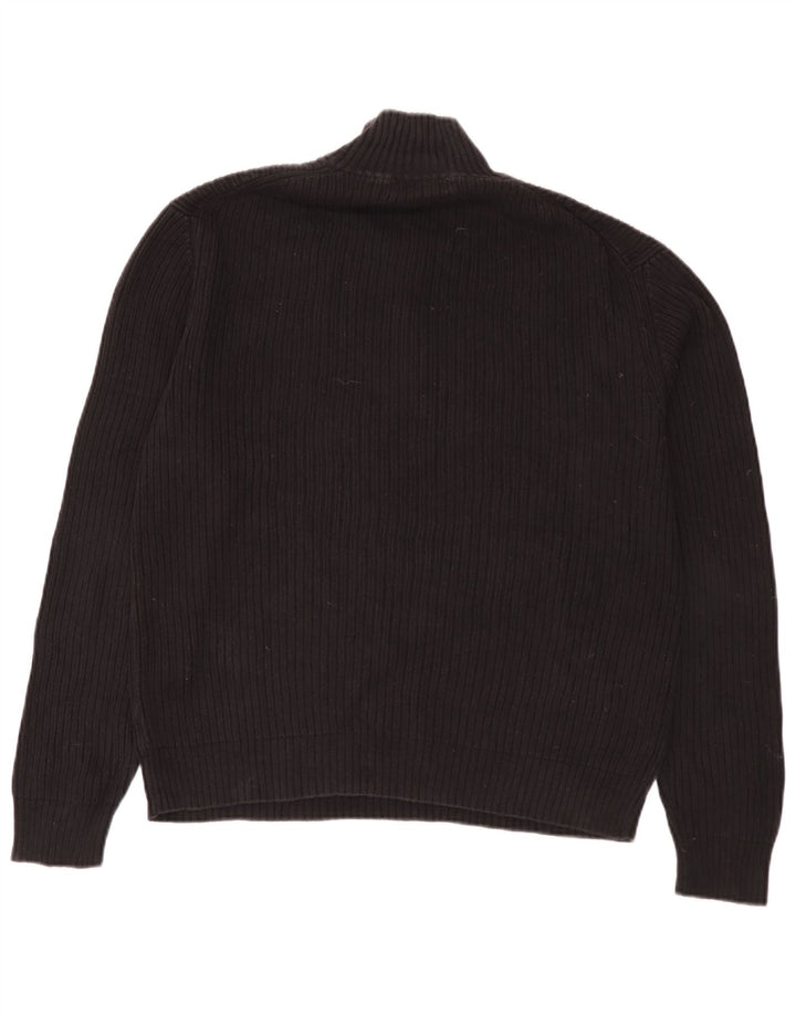 Suéter masculino Calvin Klein com zíper e gola alta de algodão preto
