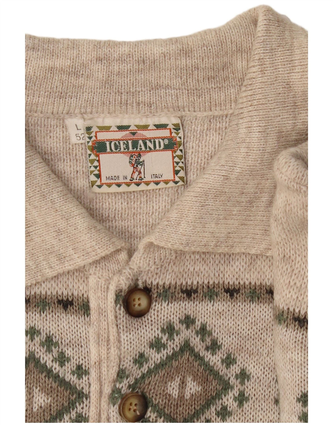 Suéter masculino ISLÂNDIA com gola polo IT 52 grande cinza Fair Isle