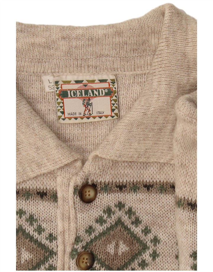 Suéter masculino ISLÂNDIA com gola polo IT 52 grande cinza Fair Isle