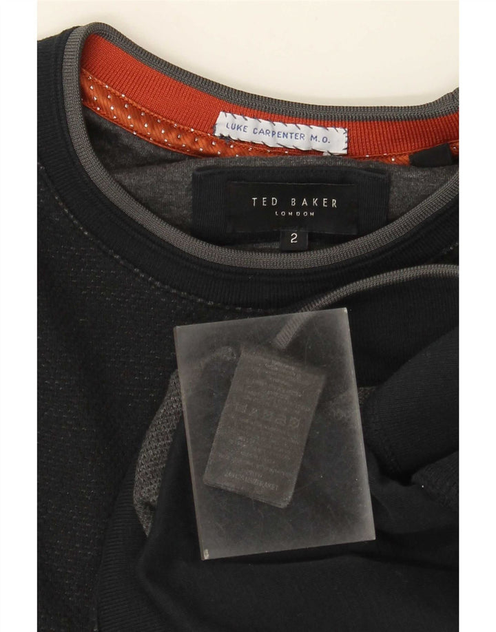 Ted Baker moletom masculino tamanho 2 pequeno bloco colorido azul marinho